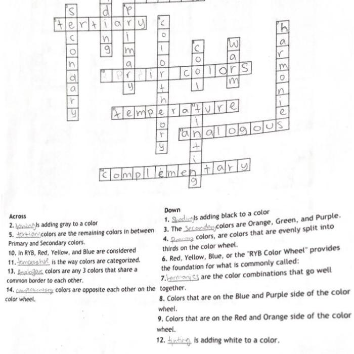 Color theory crossword puzzle answers