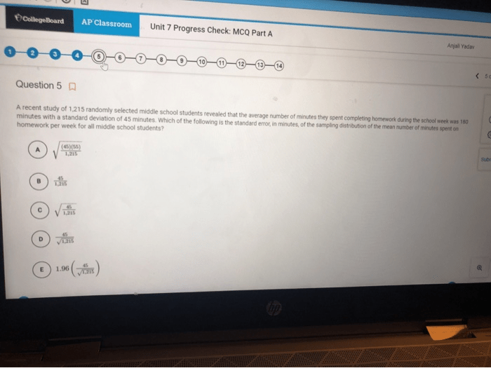 Ap stats unit 7 mcq part c