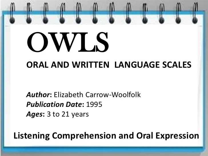 Oral and written language scales