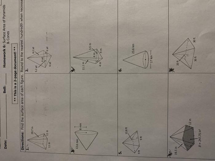 Homework 6 surface area of pyramids and cones